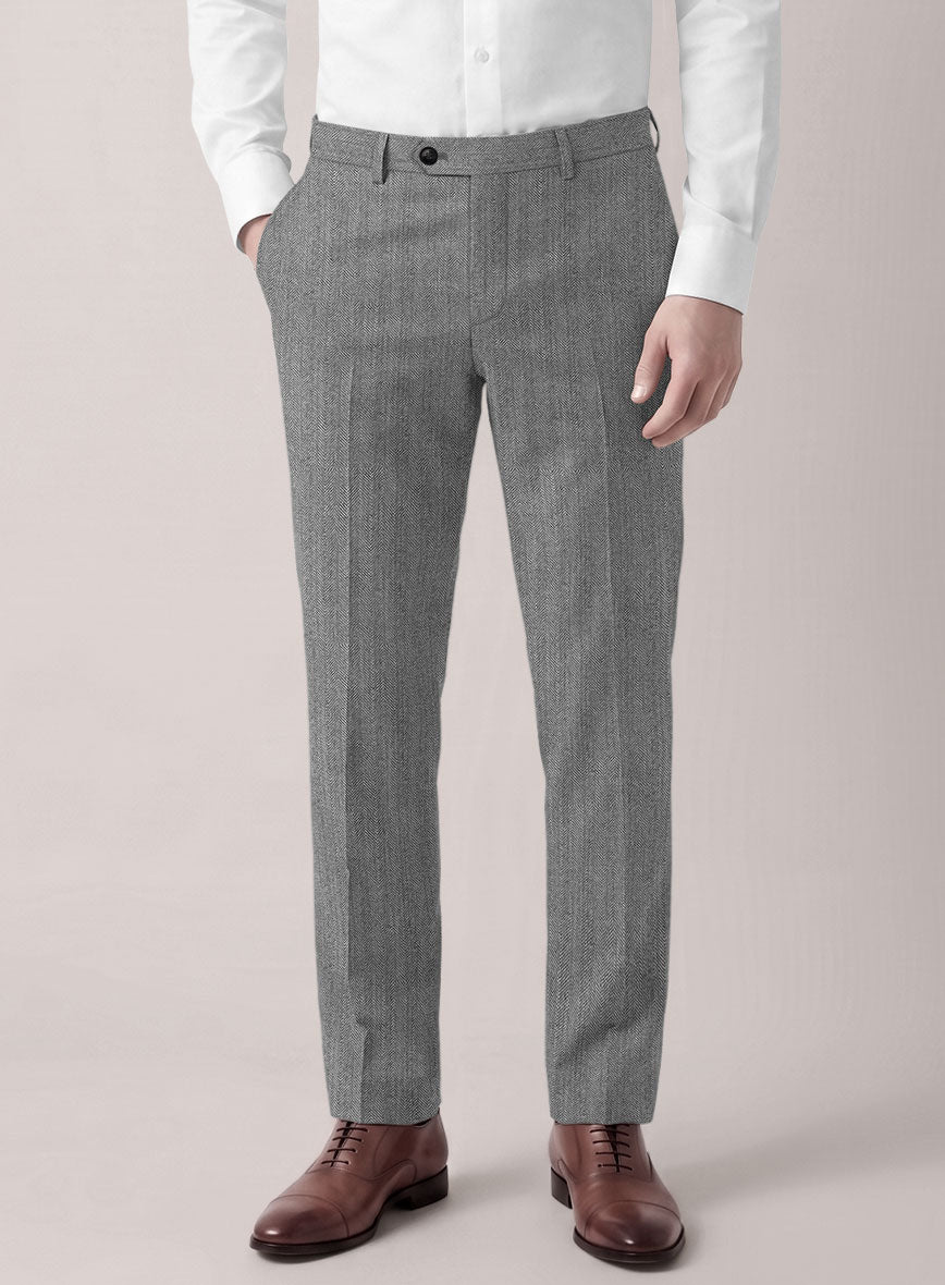 VBC Perennial Dove Gray Herringbone Wool Pants - StudioSuits