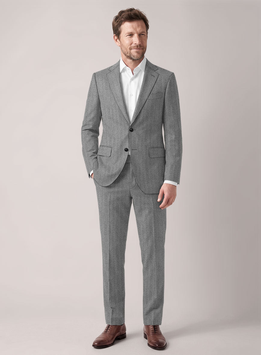 VBC Perennial Dove Gray Herringbone Wool Suit - StudioSuits