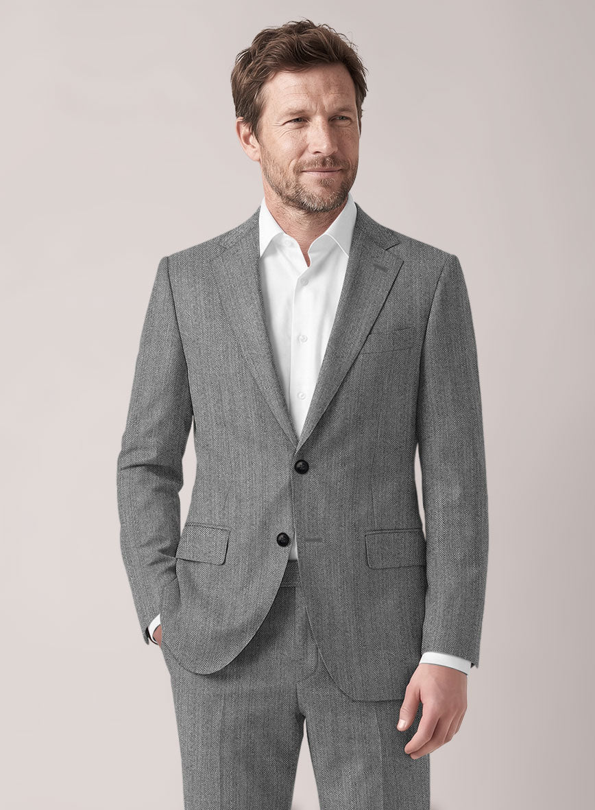 VBC Perennial Dove Gray Herringbone Wool Suit - StudioSuits
