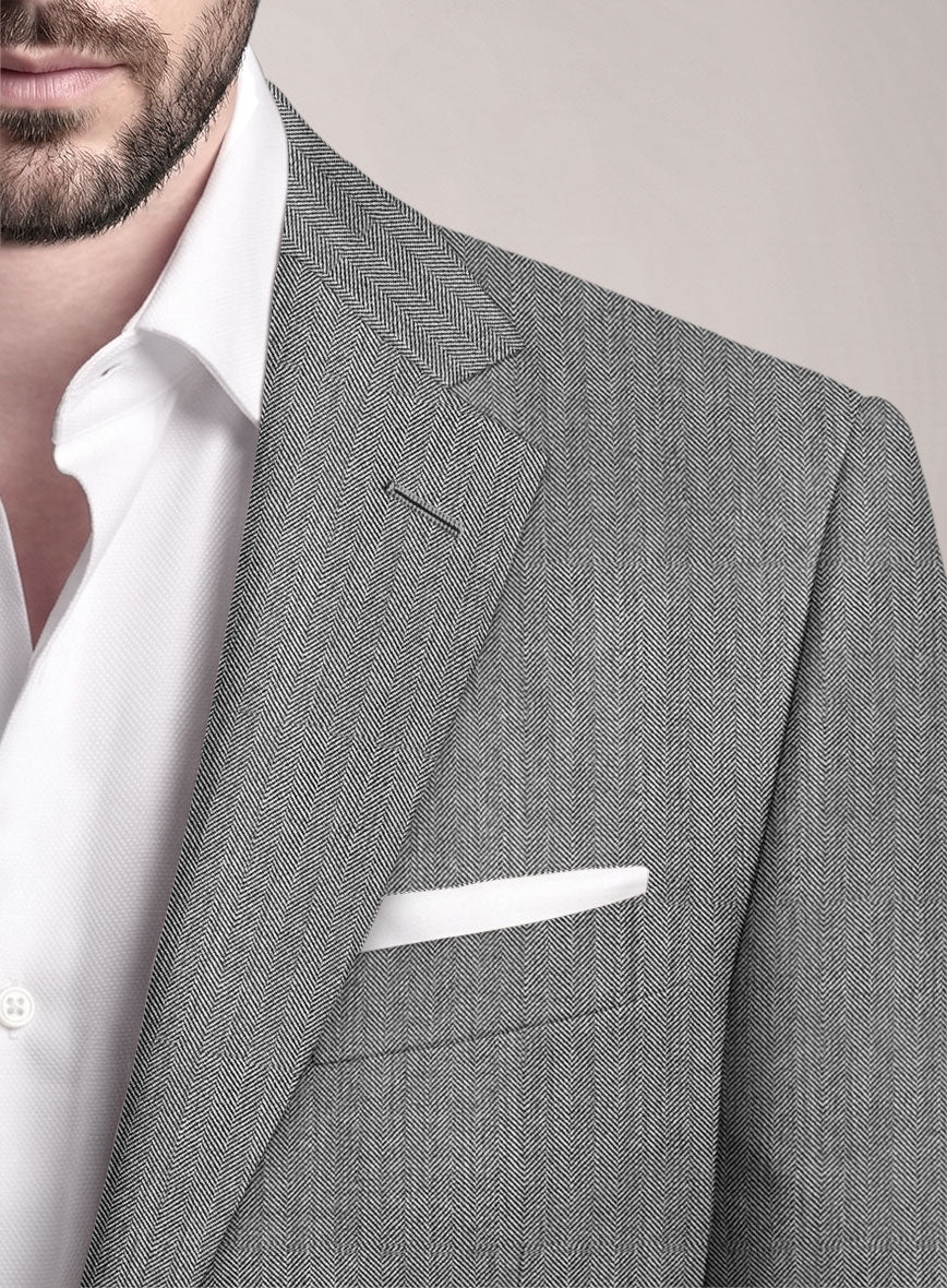 VBC Perennial Dove Gray Herringbone Wool Suit - StudioSuits