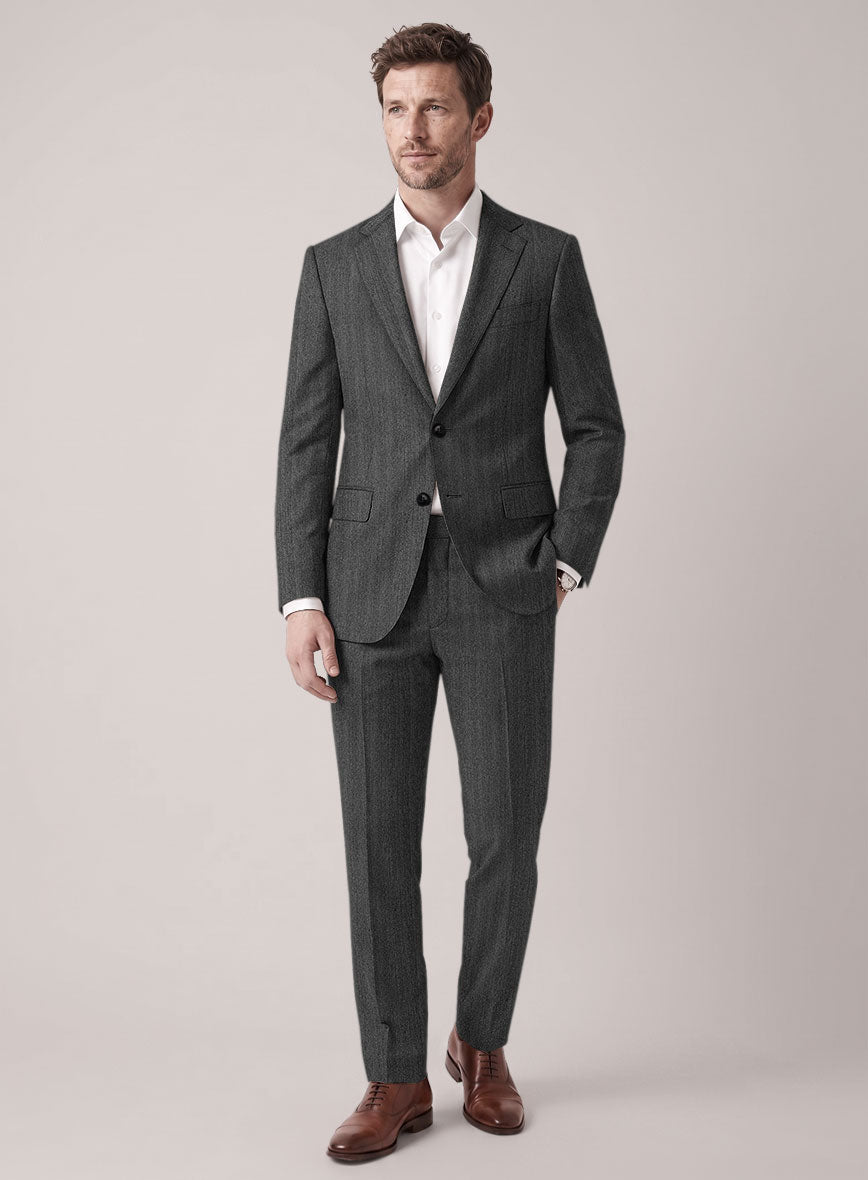 VBC Perennial Iridium Gray Herringbone Wool Suit - StudioSuits