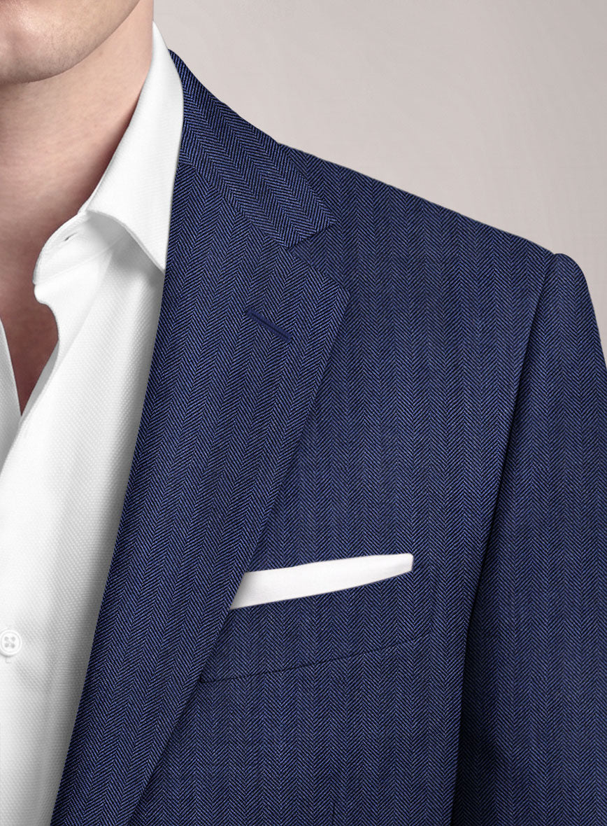 VBC Perennial Prestige Blue Herringbone Wool Suit - StudioSuits