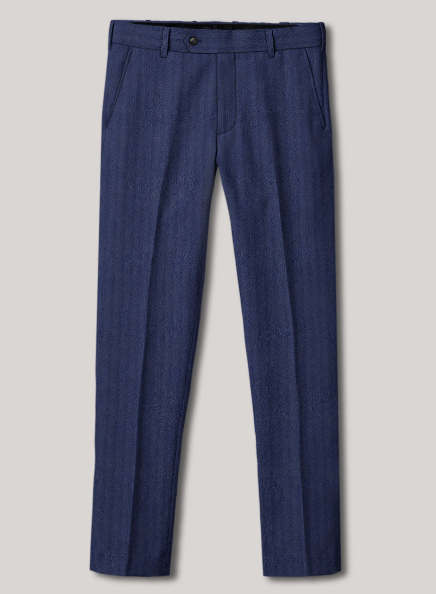 VBC Perennial Prestige Blue Herringbone Wool Suit - StudioSuits