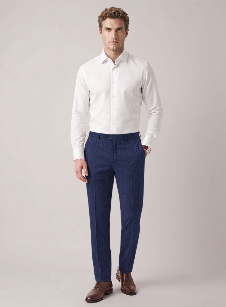 VBC Perennial Prestige Blue Herringbone Wool Suit - StudioSuits