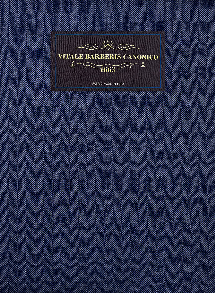VBC Perennial Prestige Blue Herringbone Wool Suit - StudioSuits