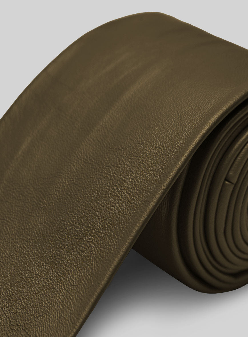 Absolute Dark Green Lambskin Leather Tie - StudioSuits