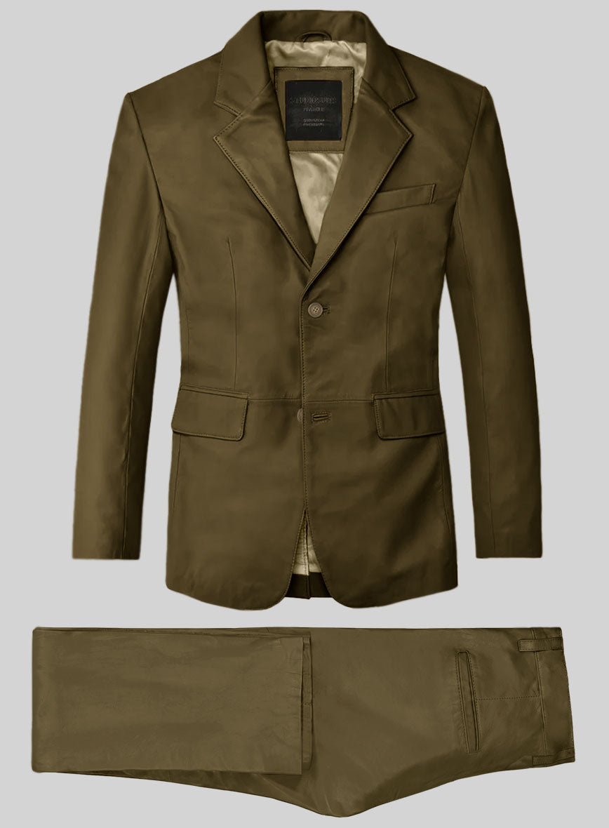 Absolute Dark Green Leather Suit - StudioSuits