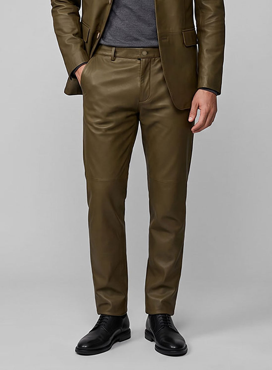 Absolute Dark Green Leather Suit - StudioSuits