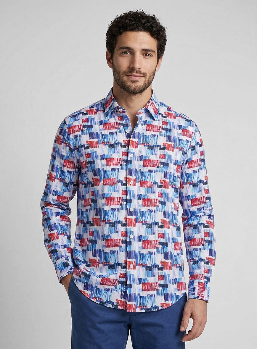Abstract Muse Feather Cotton Shirt - StudioSuits