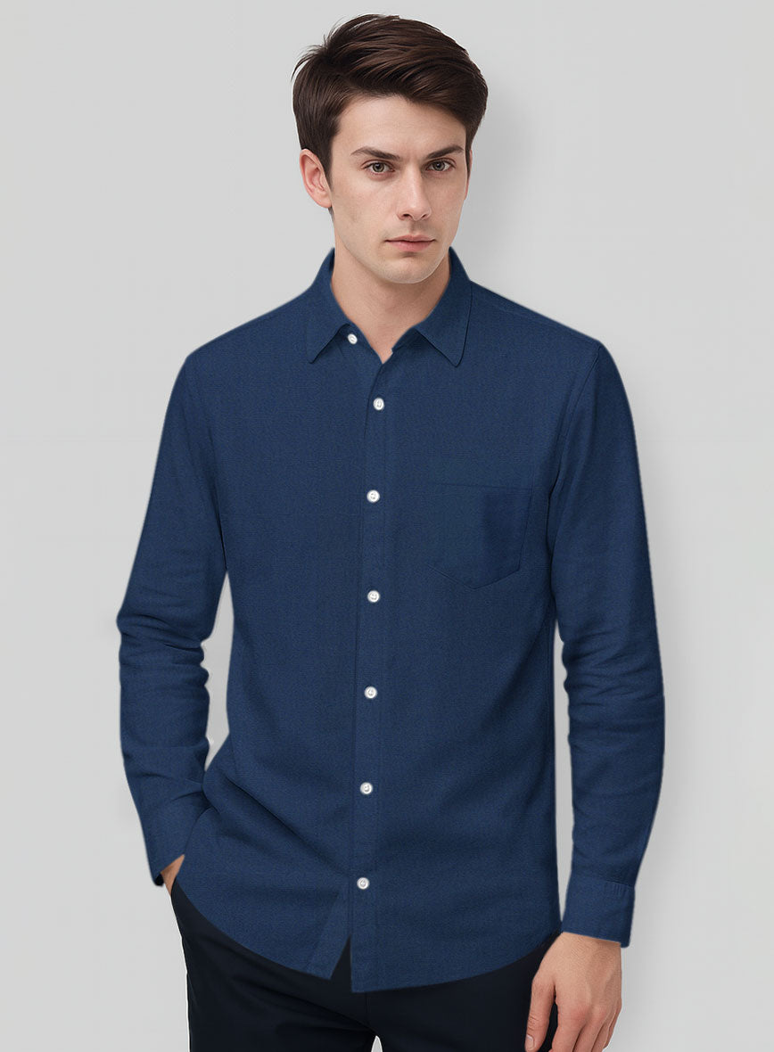 Air Blue Stretch Poplene Shirt - StudioSuits