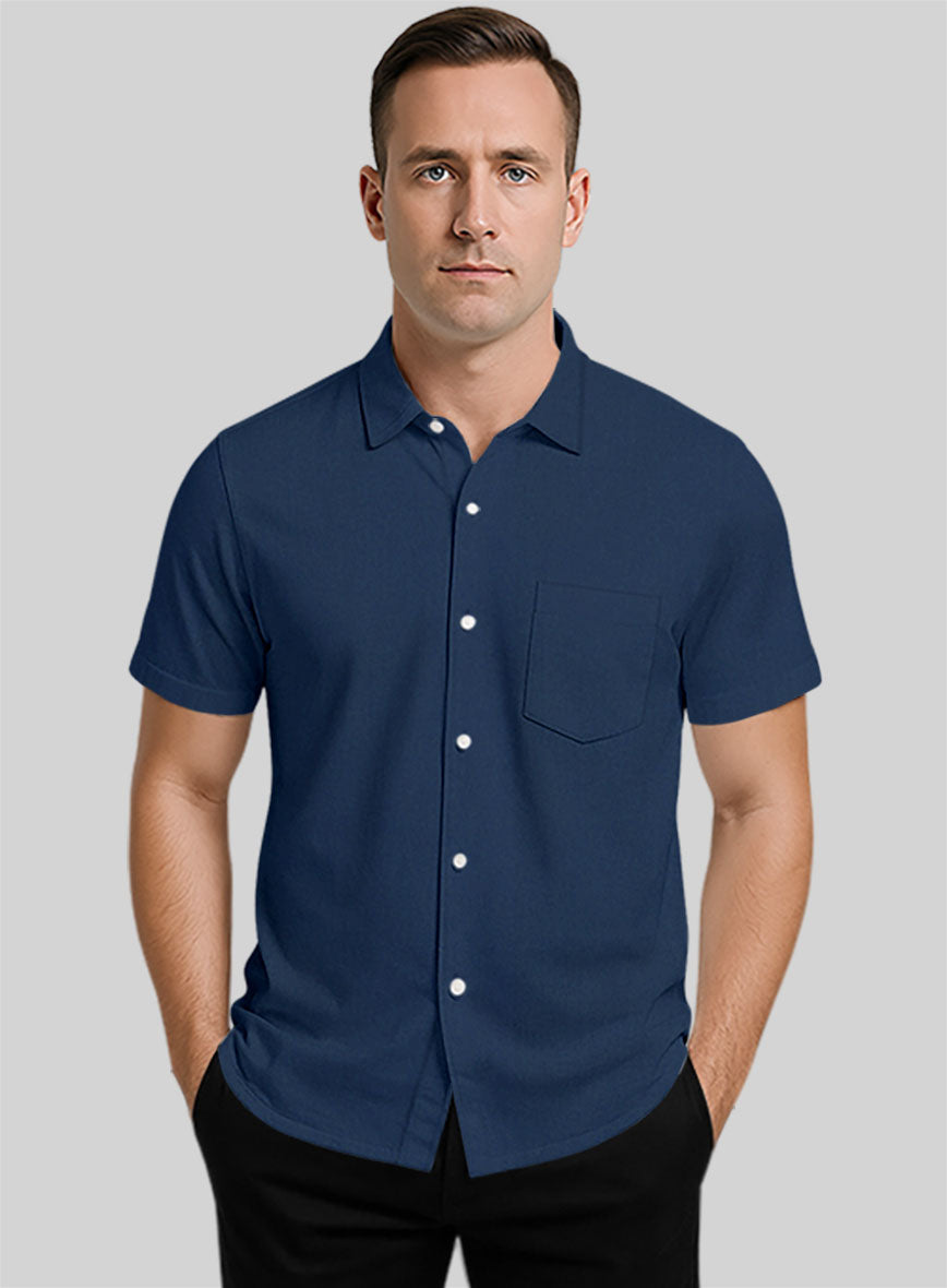 Air Blue Stretch Poplene Shirt - StudioSuits