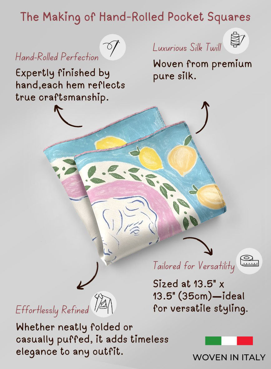 Amalfi Portrait Silk Pocket Square - StudioSuits