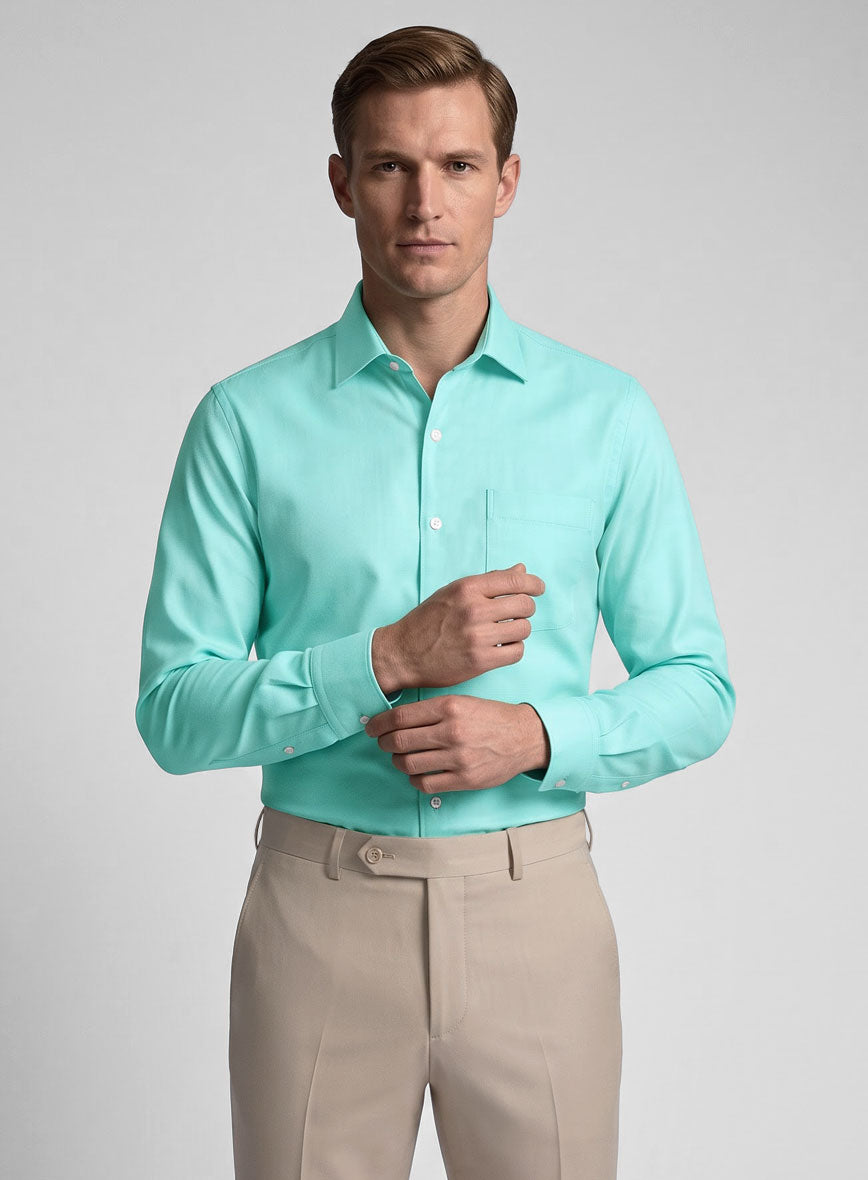 Aqua Blue Stretch Poplene Shirt - StudioSuits
