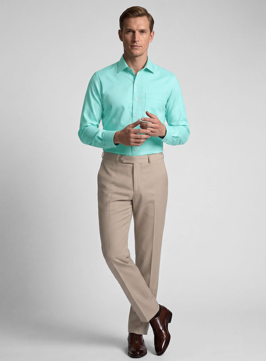 Aqua Blue Stretch Poplene Shirt - StudioSuits
