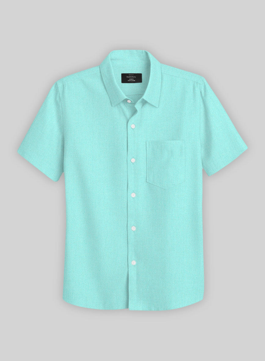 Aqua Blue Stretch Poplene Shirt - StudioSuits