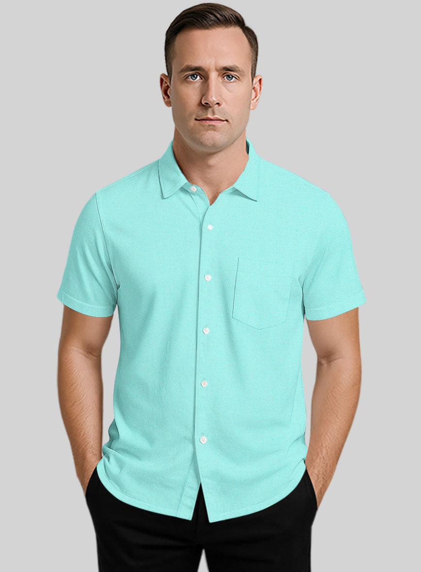 Aqua Blue Stretch Poplene Shirt - StudioSuits