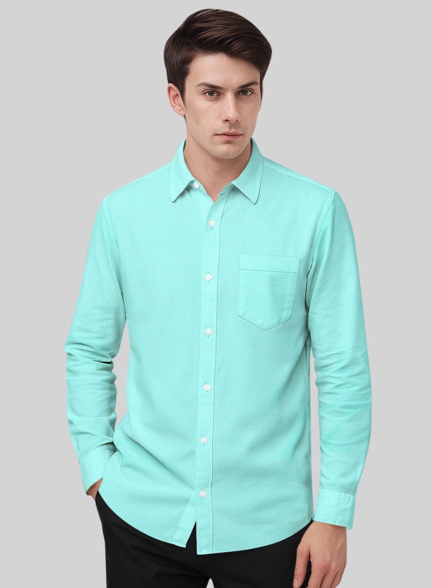 Aqua Blue Stretch Poplene Shirt - StudioSuits