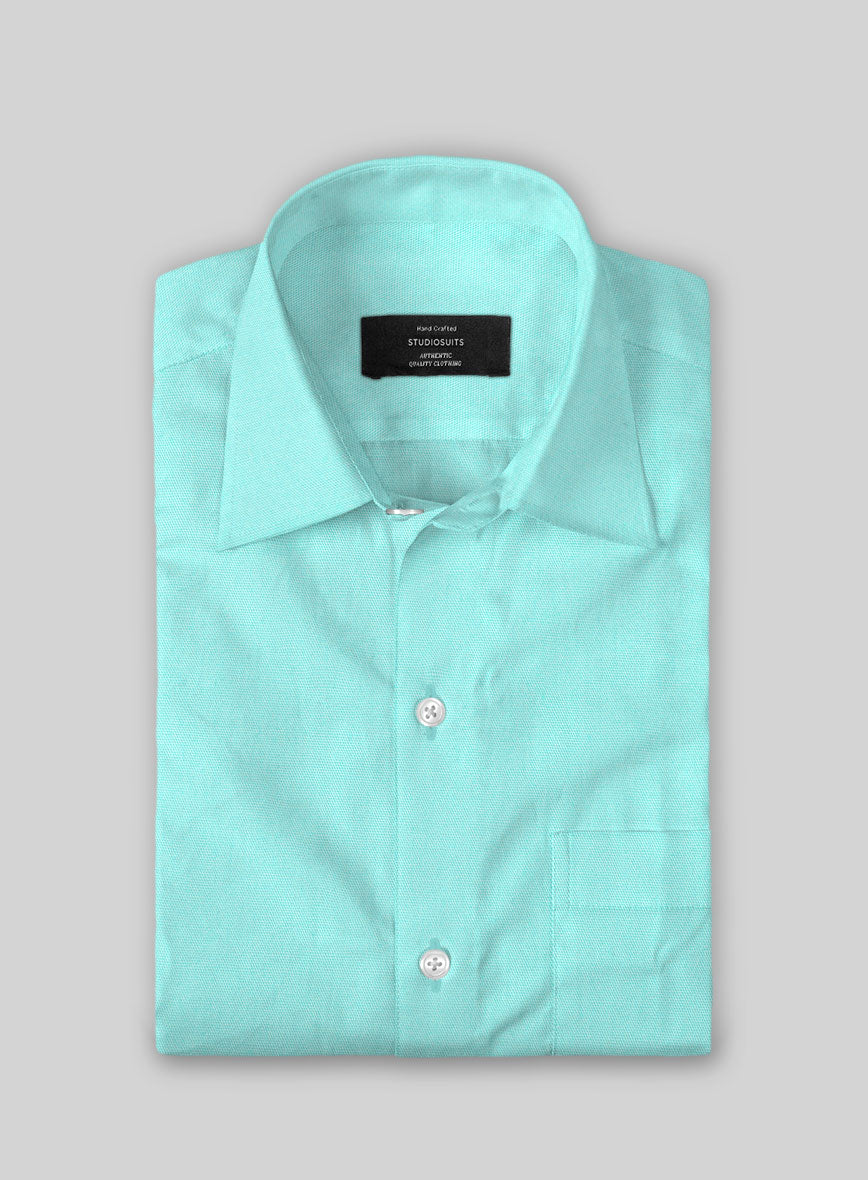 Men's Aqua Blue Stretch Poplene Shirt by StudioSuits