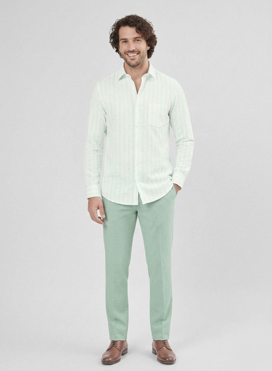 Aqua Shore Stripe Cotton Shirt - StudioSuits