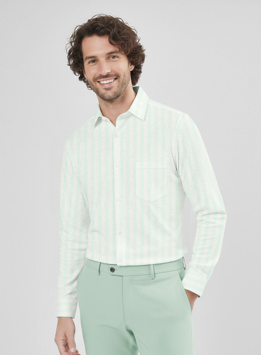 Aqua Shore Stripe Cotton Shirt - StudioSuits