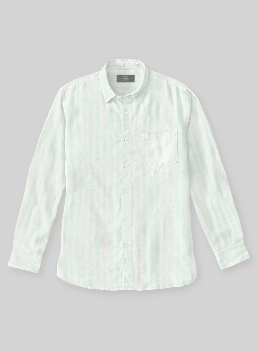 Aqua Shore Stripe Cotton Shirt - StudioSuits