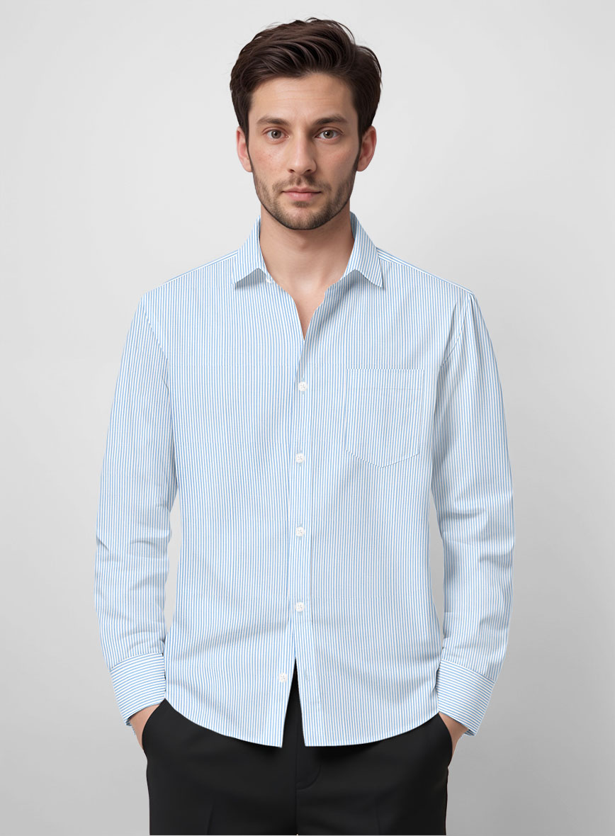 Arctic Pinstripe Classic Cotton Shirt - StudioSuits
