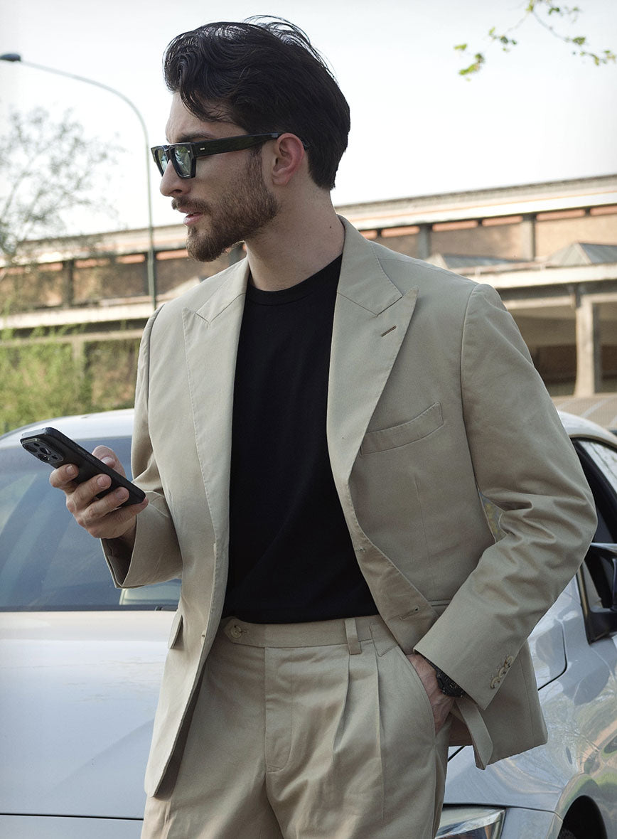 Army Khaki Stretch Chino Jacket - II - StudioSuits