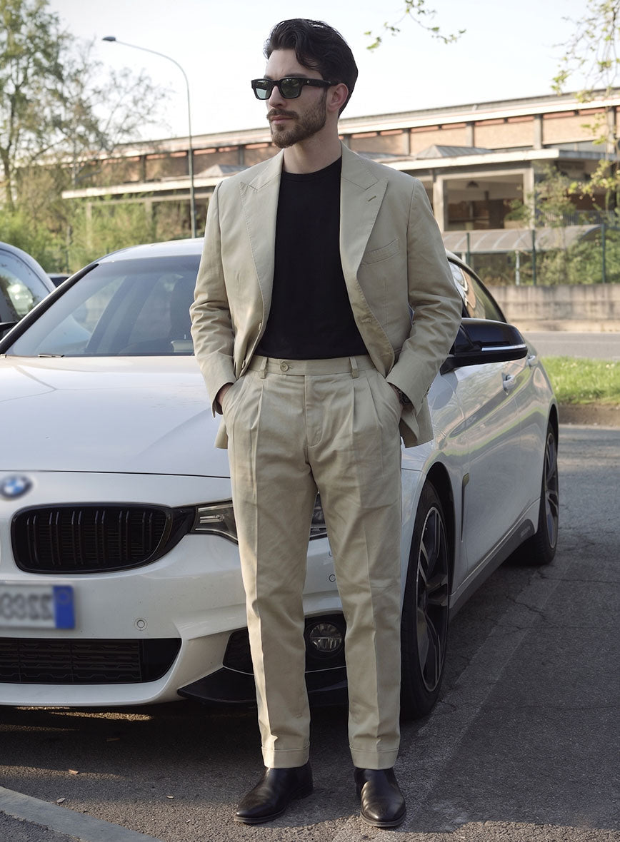Army Khaki Stretch Chino Suit - II - StudioSuits