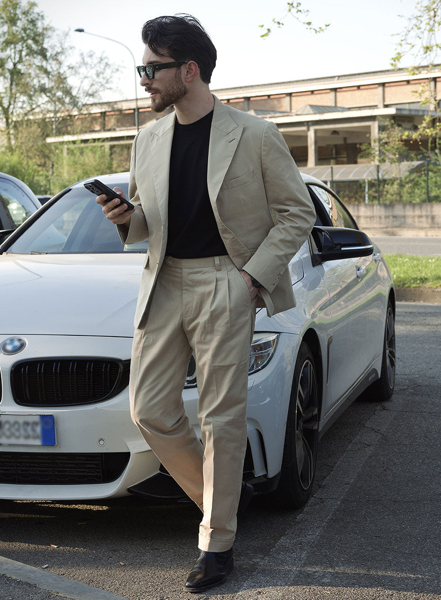 Army Khaki Stretch Chino Suit - II - StudioSuits