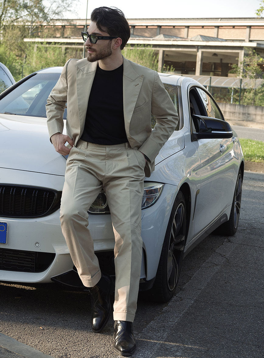 Army Khaki Stretch Chino Suit - II - StudioSuits