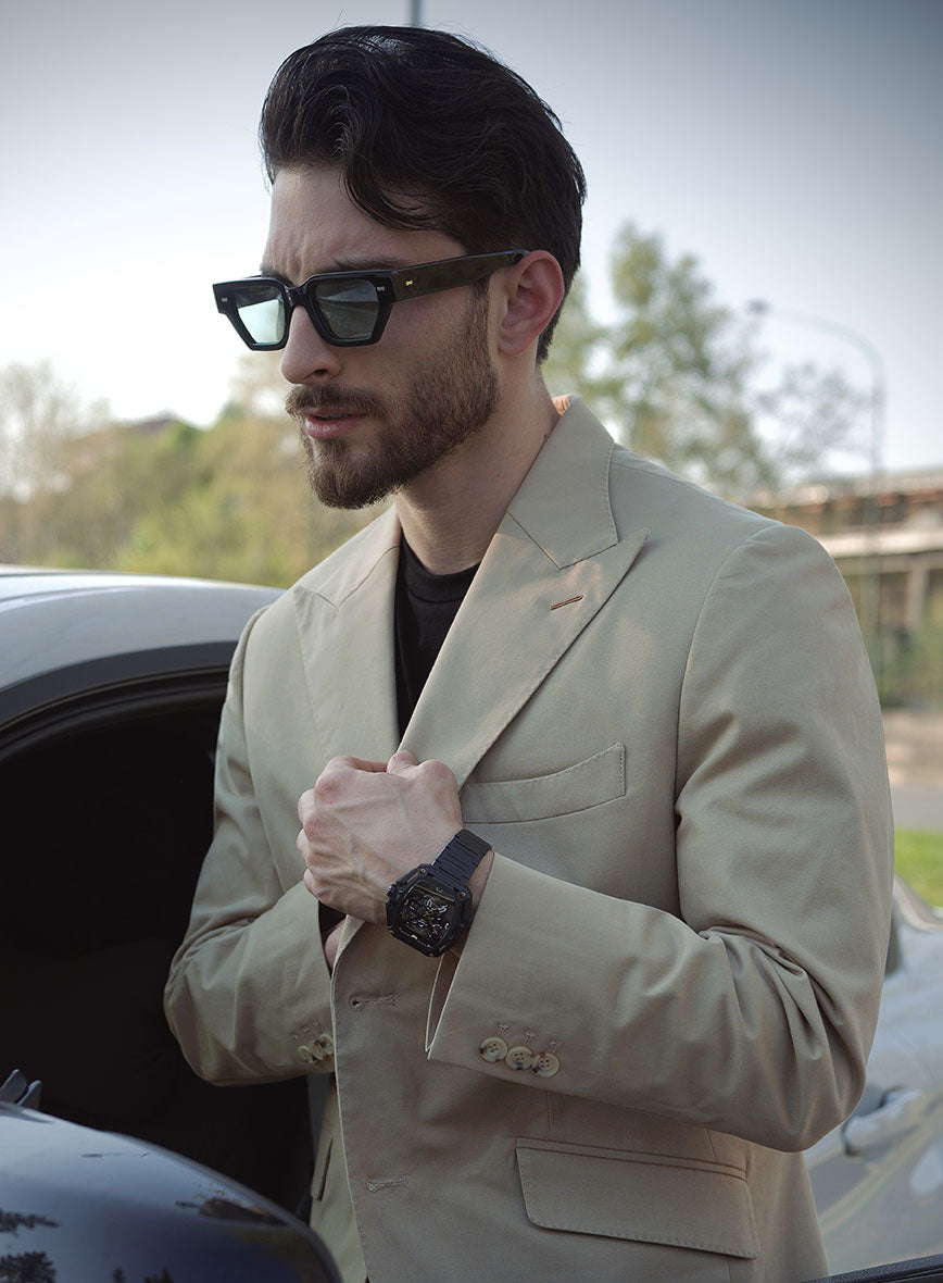 Army Khaki Stretch Chino Suit - II - StudioSuits
