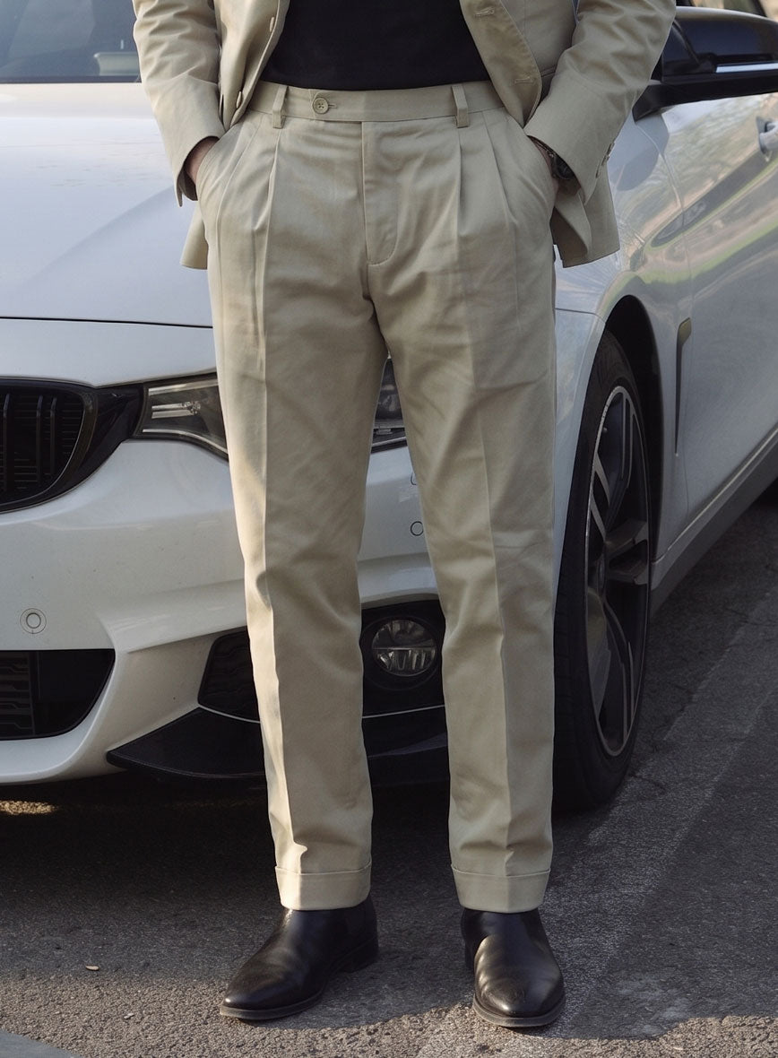 Army Khaki Stretch Chino Suit - II - StudioSuits