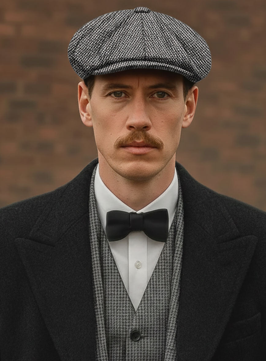 Arthur Shelby Peaky Blinders Gray Tweed Newsboy Cap - StudioSuits