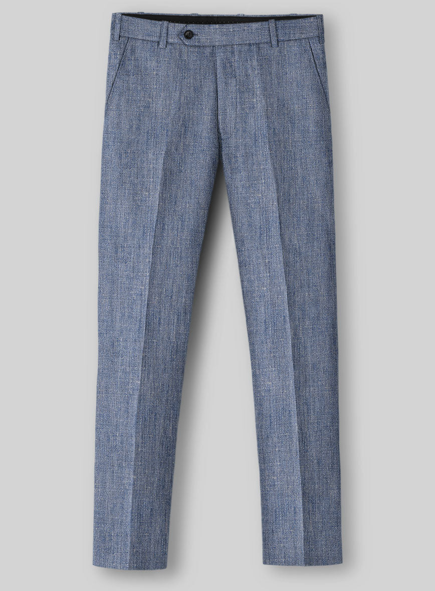 Italian Linen Artisanal Light Blue Pants - StudioSuits