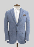 Italian Linen Artisanal Light Blue Jacket - StudioSuits