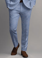 Italian Linen Artisanal Light Blue Pants - StudioSuits