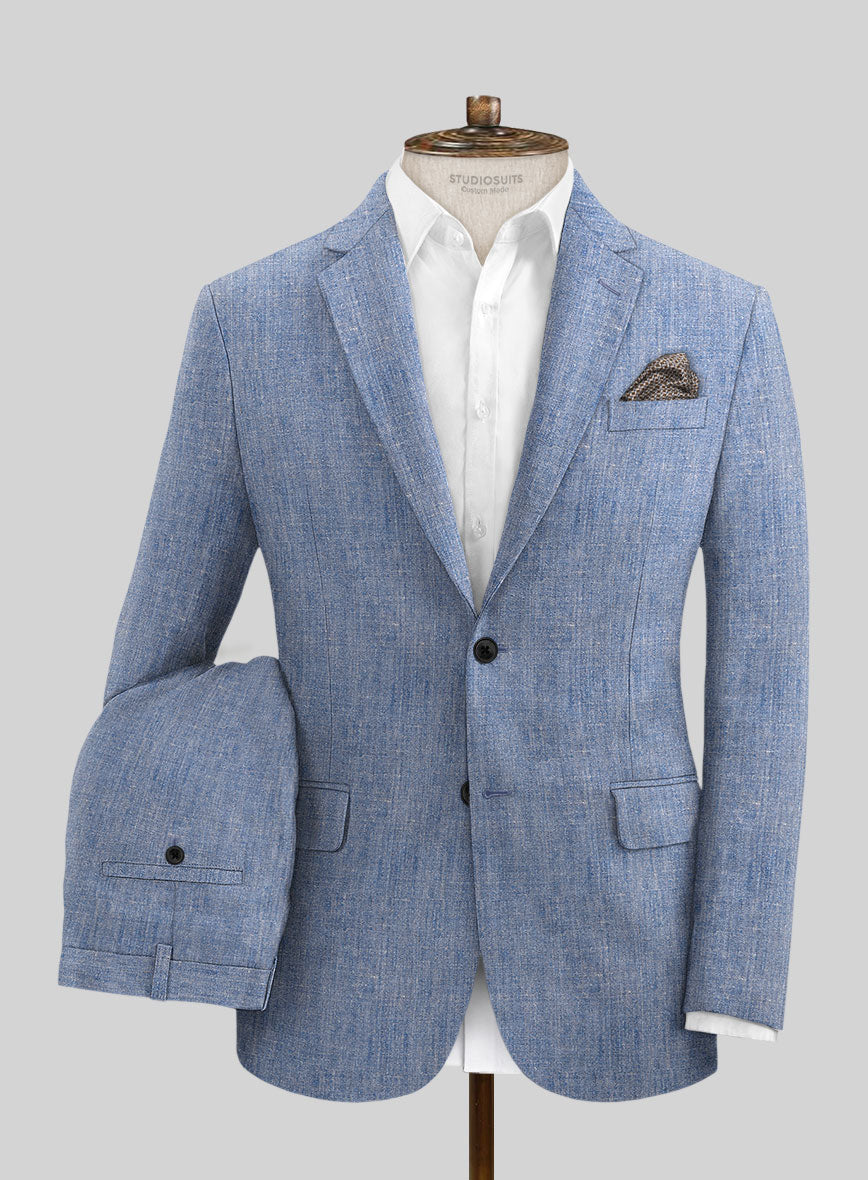 Italian Linen Artisanal Light Blue Suit - StudioSuits