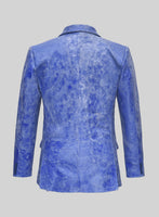 Artistic Blue Leather Blazer - StudioSuits