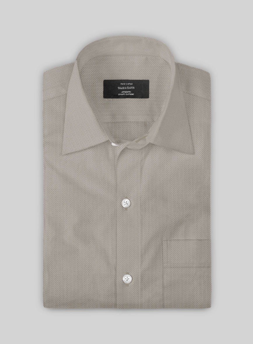 Ashley Gray Herringbone Cotton Shirt - StudioSuits