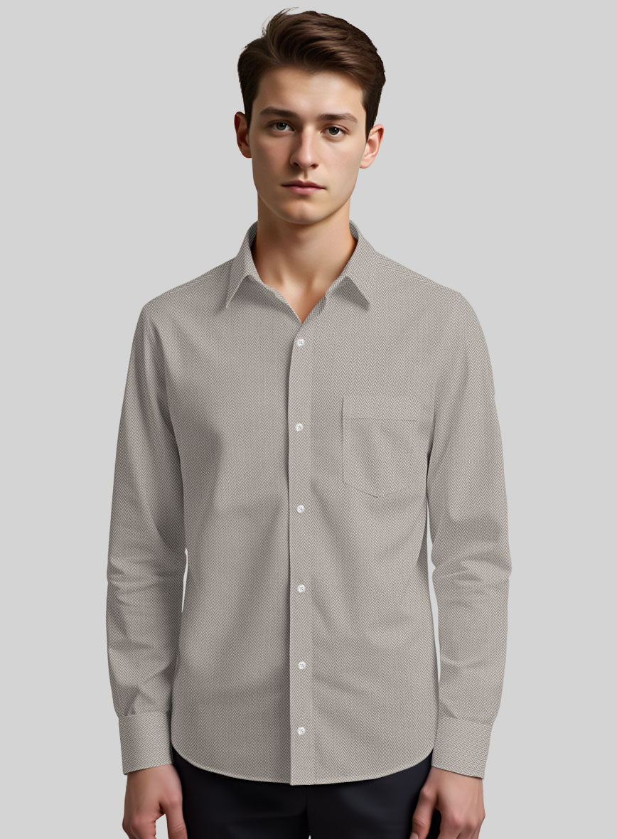 Ashley Gray Herringbone Cotton Shirt - StudioSuits