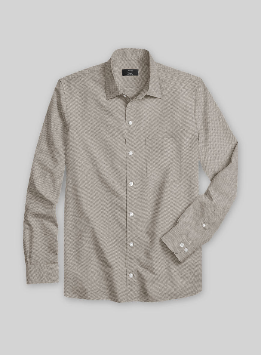 Ashley Gray Herringbone Cotton Shirt - StudioSuits