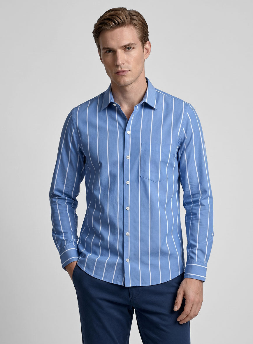Atlantic Stripe Cotton Shirt - StudioSuits