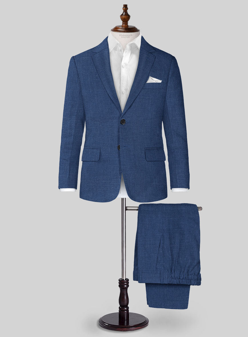 Azure Blue Linen Boys Suit