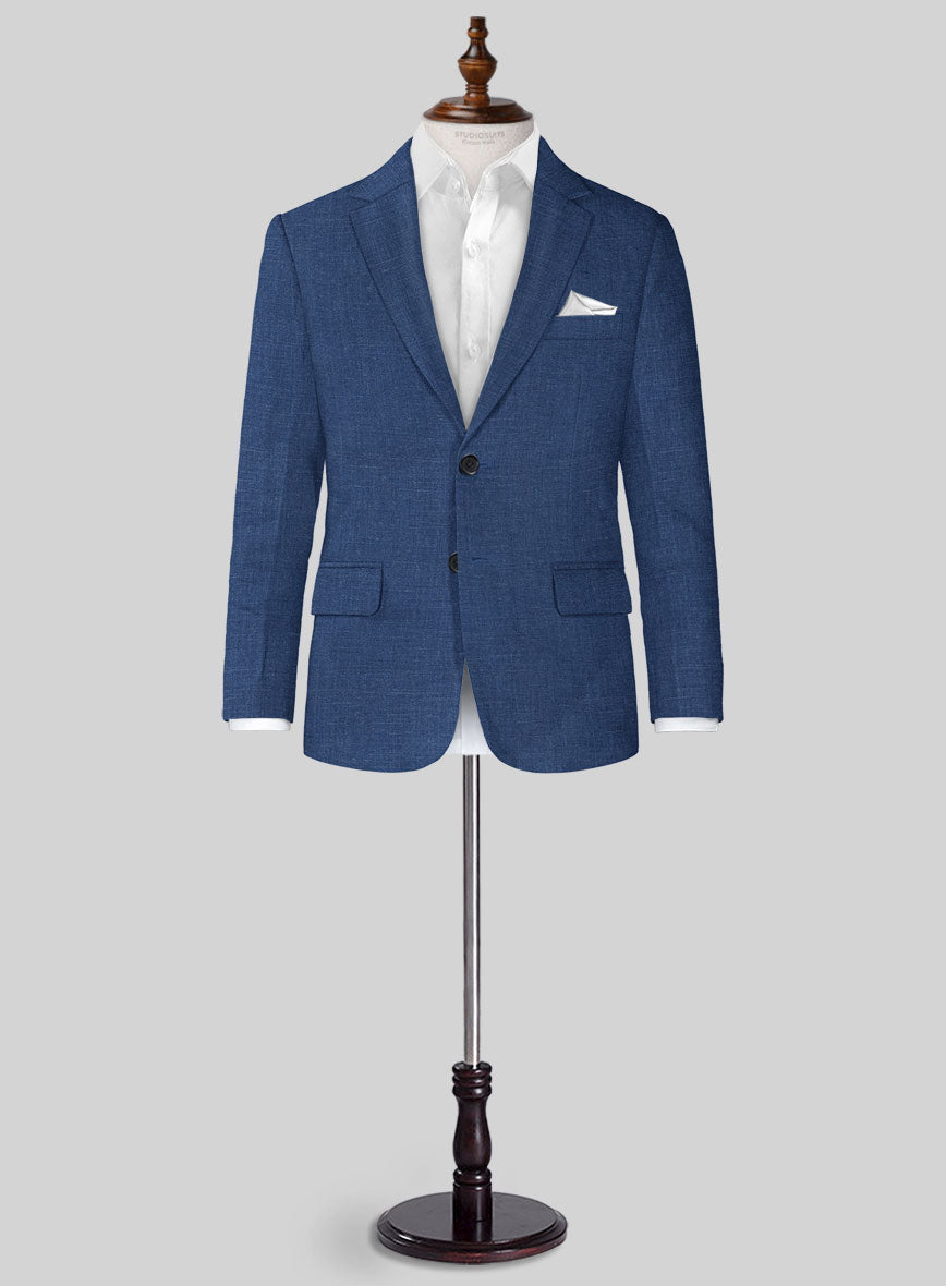 Azure Blue Linen Boys Suit
