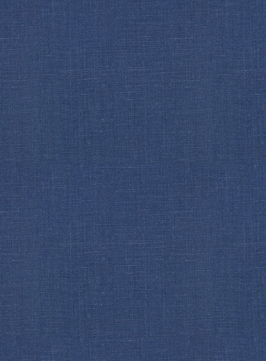 Azure Blue Linen Highland Trousers - StudioSuits