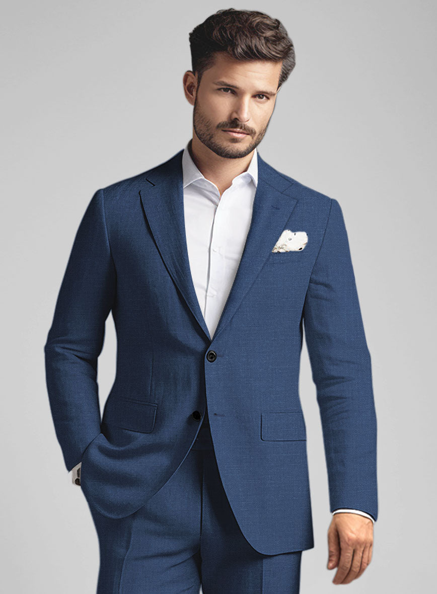 Azure Blue Linen Suit – StudioSuits - Main Image