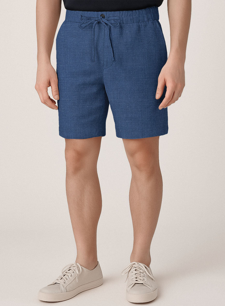 Azure Blue Linen Shorts - StudioSuits