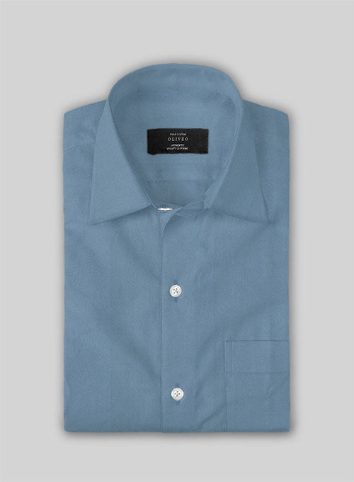 Azure Blue Stretch Poplene Shirt - StudioSuits
