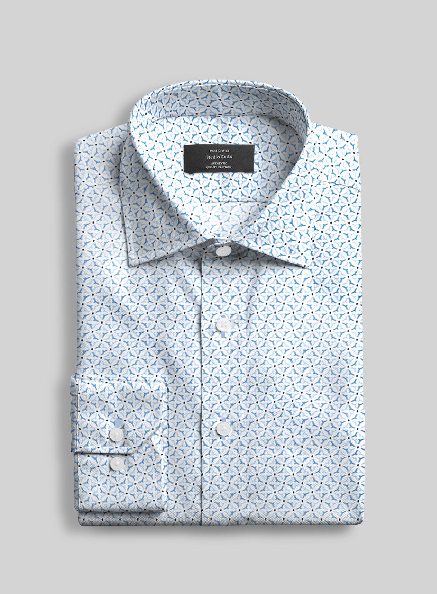 Azure Zenith Feather Cotton Shirt - StudioSuits