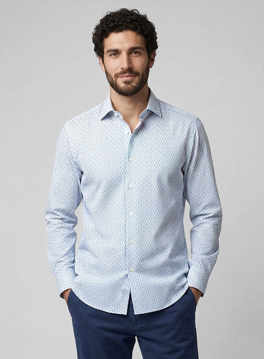 Azure Zenith Feather Cotton Shirt - StudioSuits